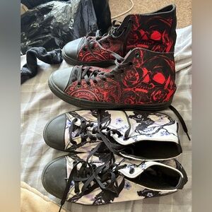 2 pairs of high top sneakers